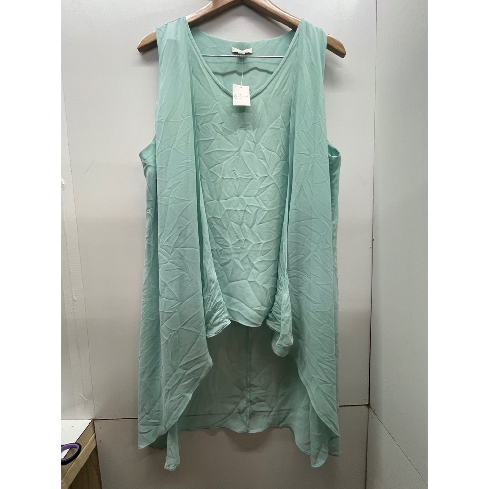 Est. 1946 Womens Mint Green Sleeveless Draped High Low Blouse XL New